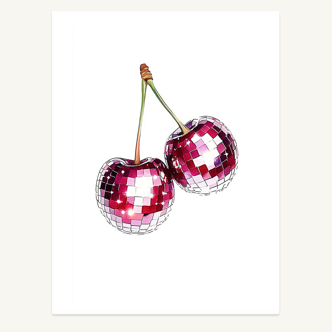 Disco Ball Cherries Print