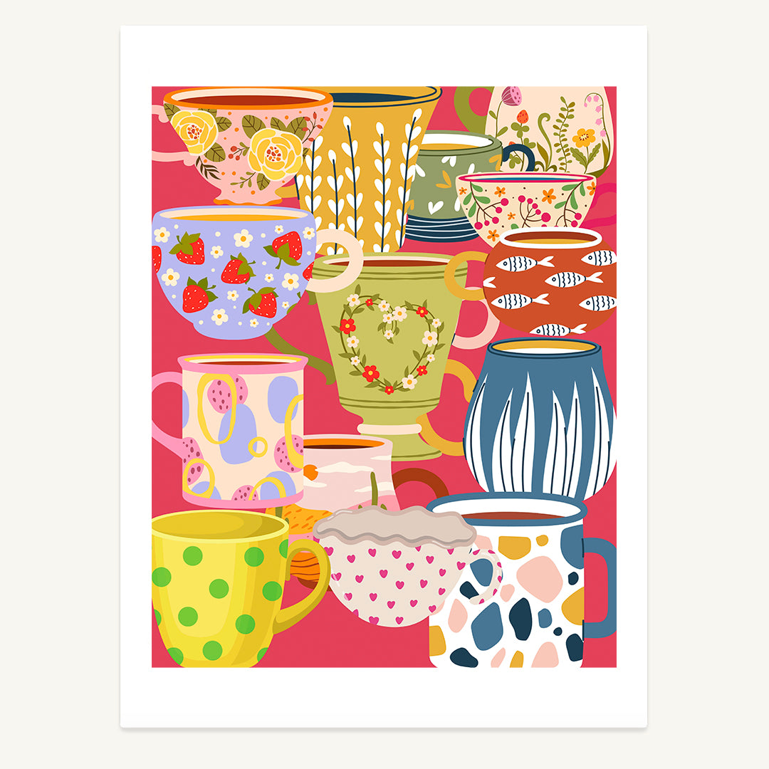 Patterned Teacups Print