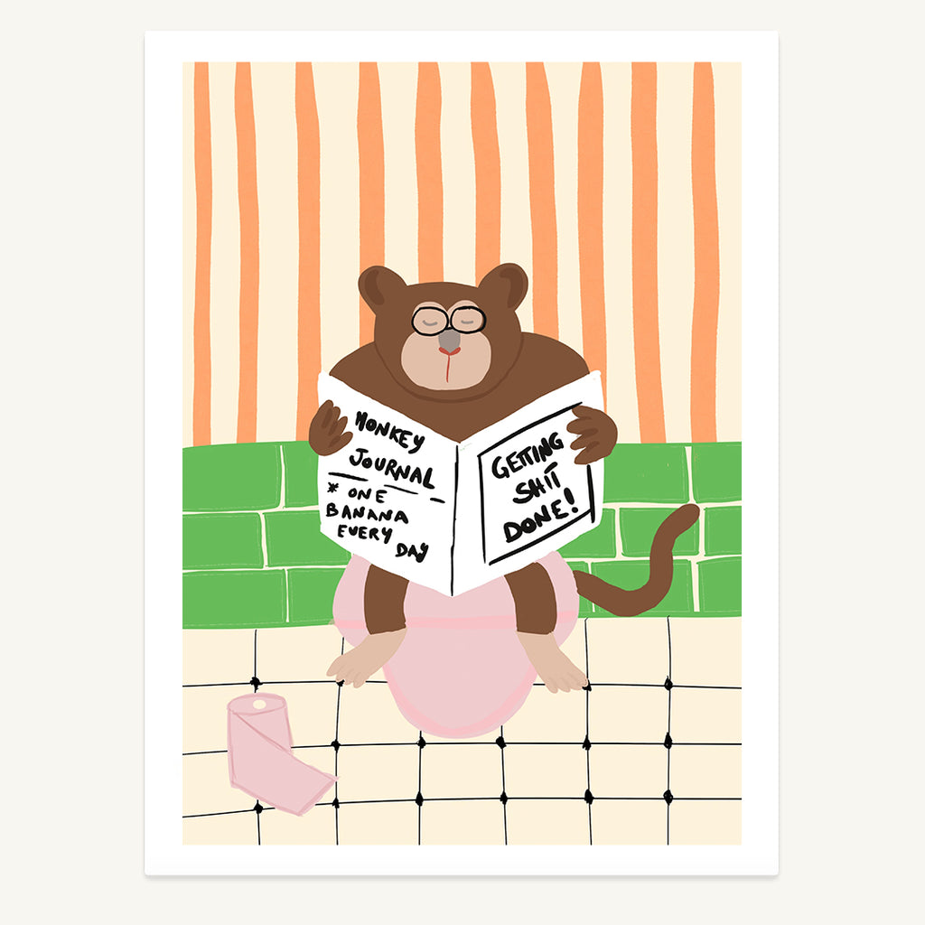 Reading Monkey Print