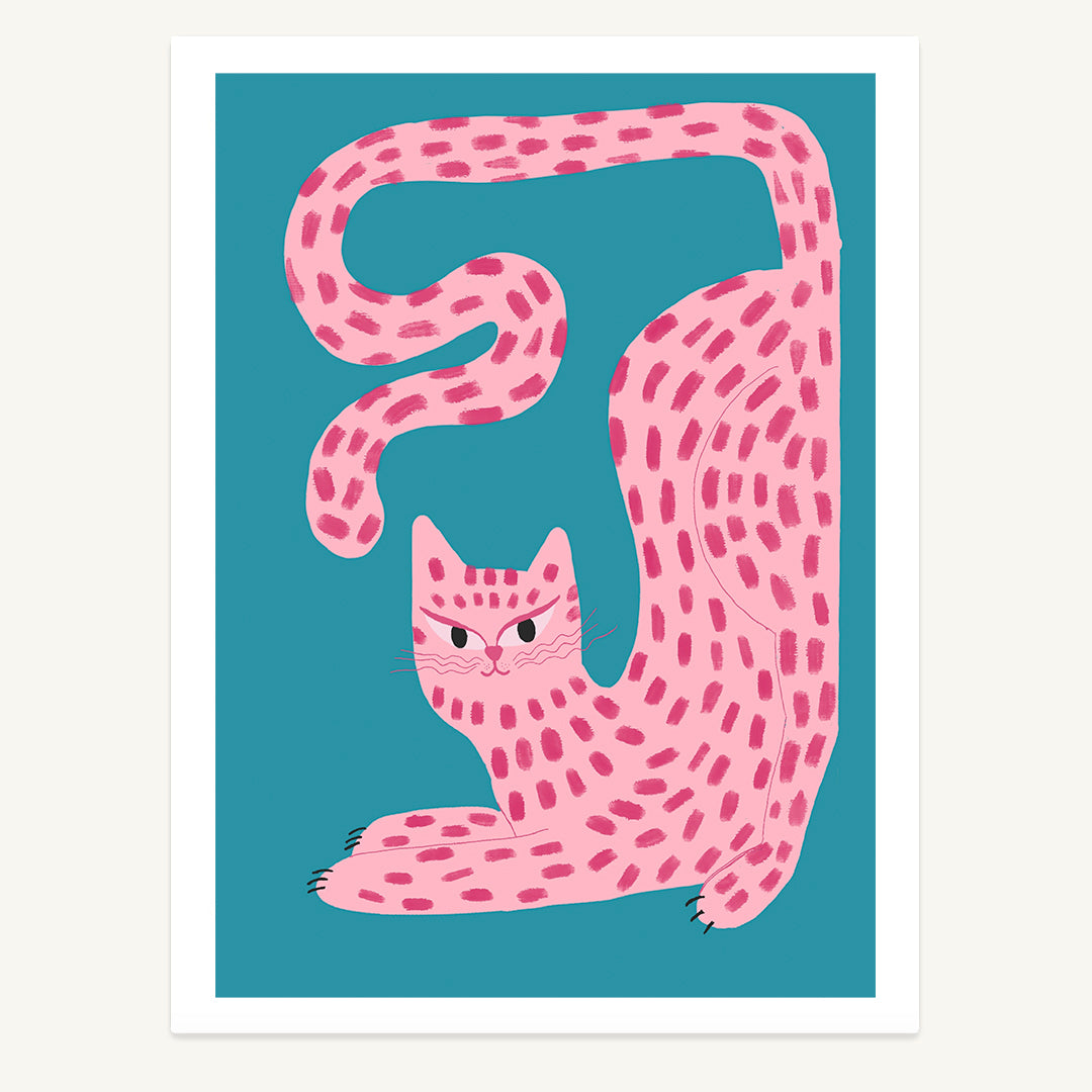 Pink Spotted Cat Print