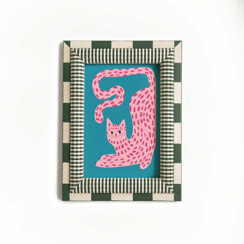 Pink Spotted Cat Print