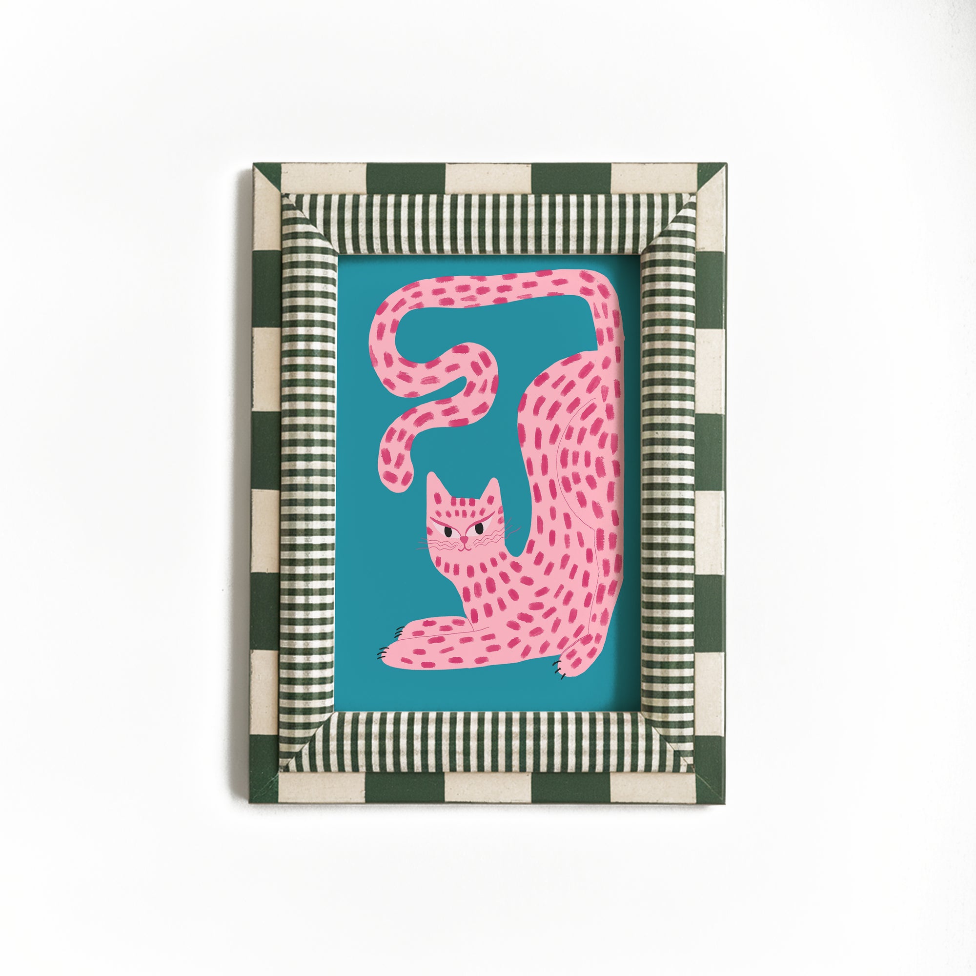 Pink Spotted Cat Print
