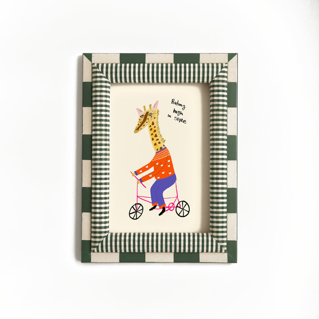 Giraffe on a Bicycle Print