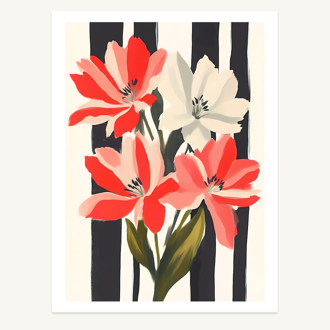 Red & White Flower Print