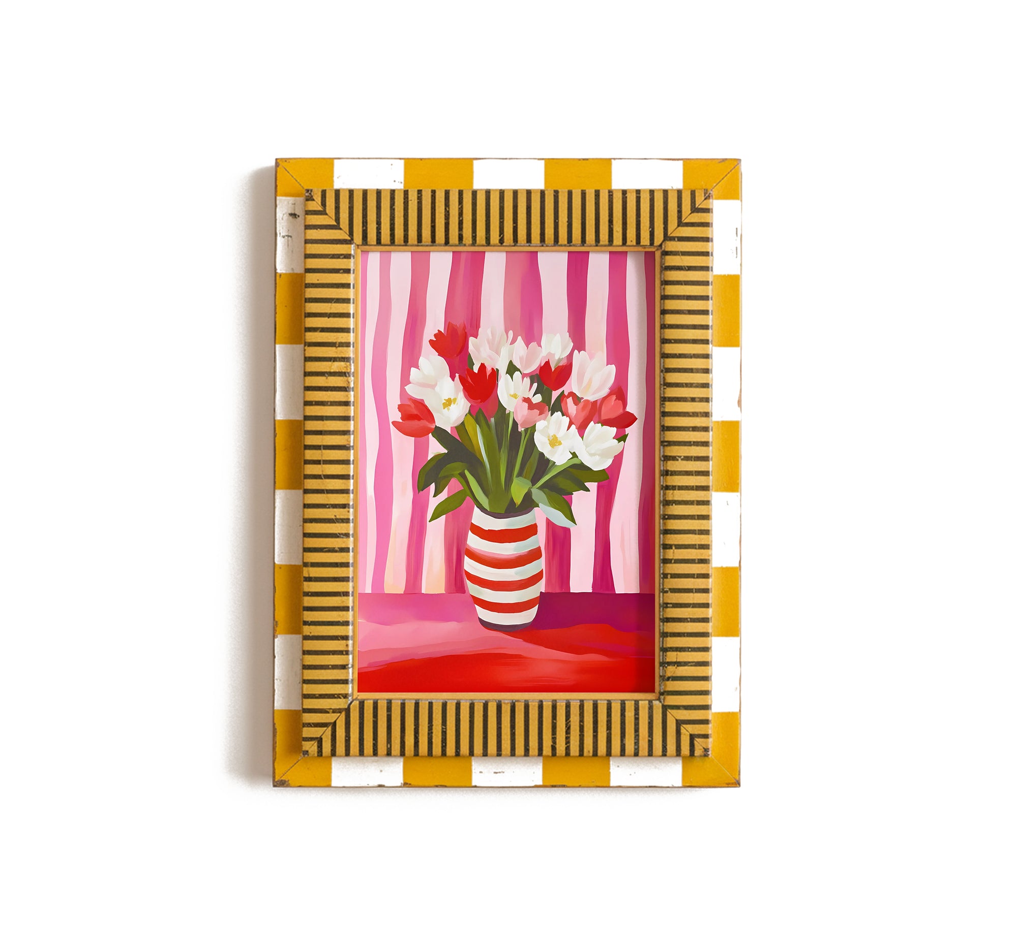 Striped Flowers & Vase Print