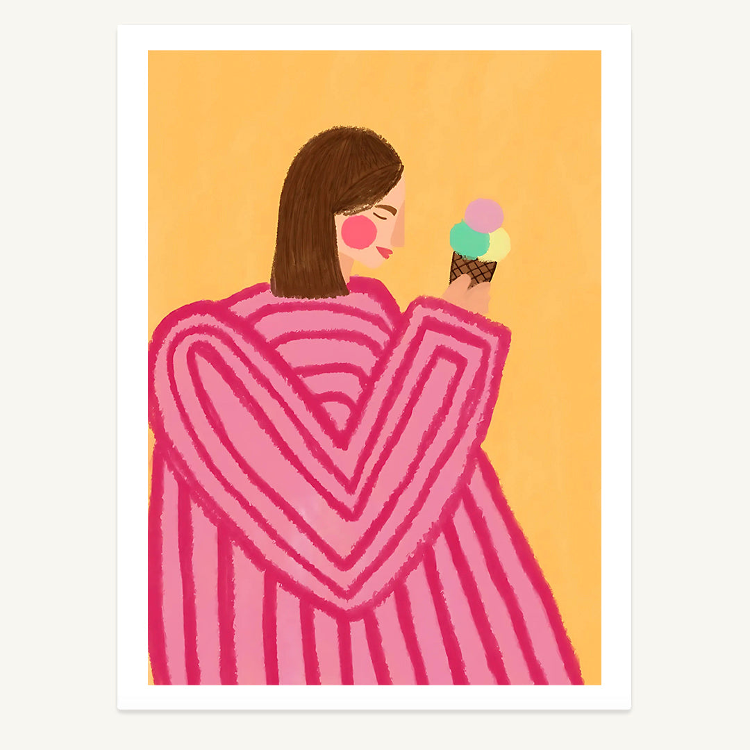 Lady with Icecream Print