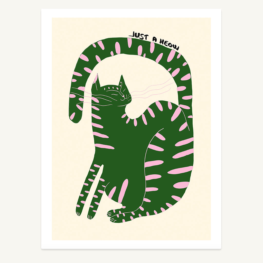 Green Cat Print